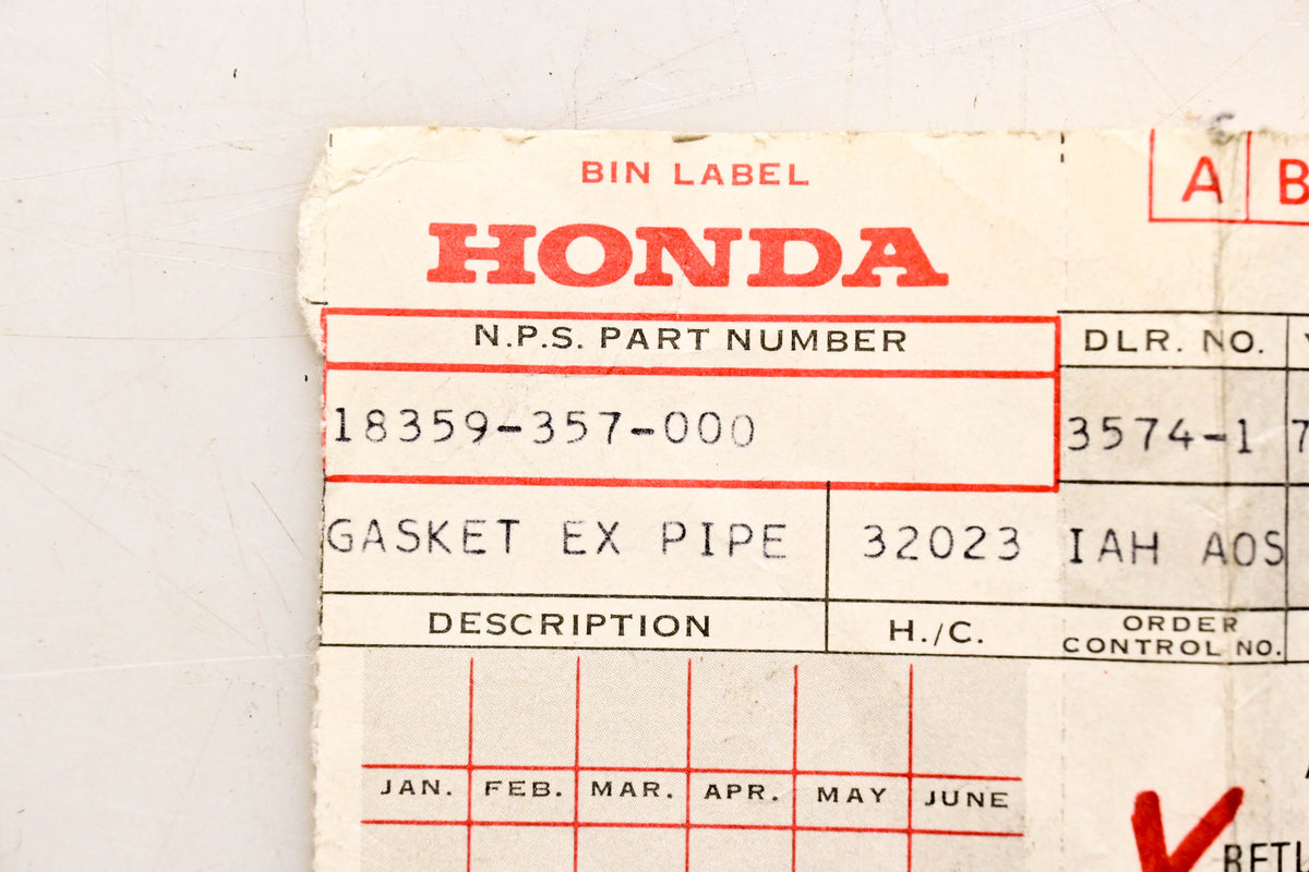 New OEM Honda 18359-357-000 Exhaust Gasket NOS