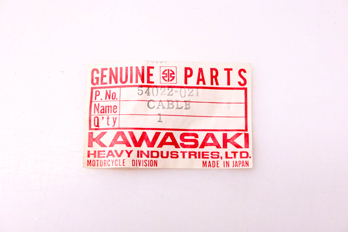 New OEM Kawasaki 54022-021 Rear Brake Cable NOS