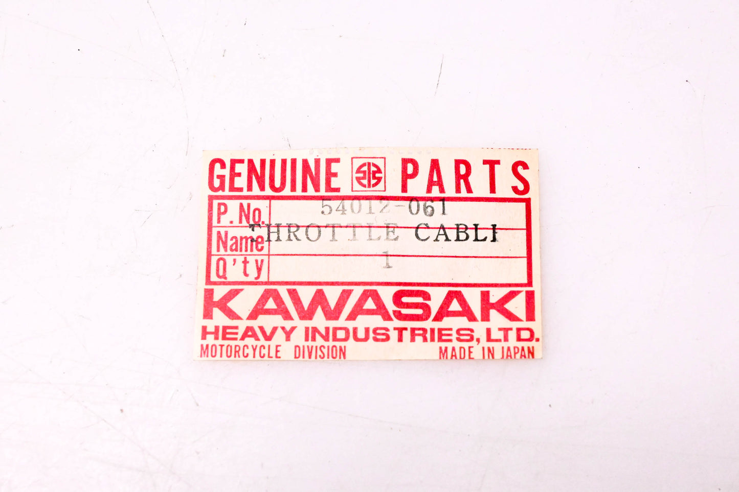 New OEM Kawasaki 54012-061 Control Cable NOS
