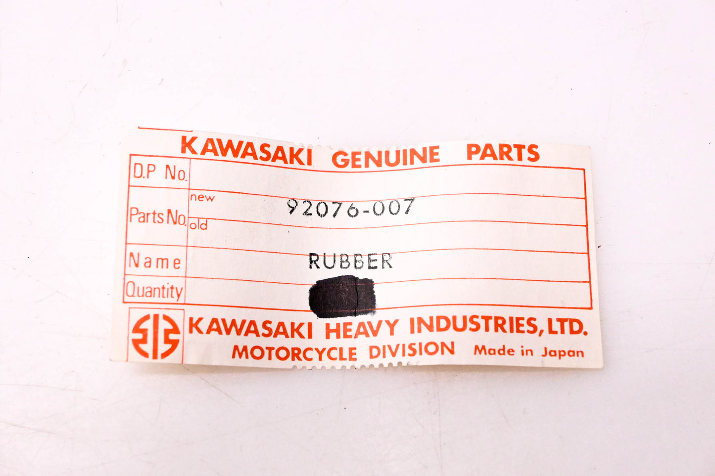New OEM Kawasaki 92076-007 Rubber Footrest NOS
