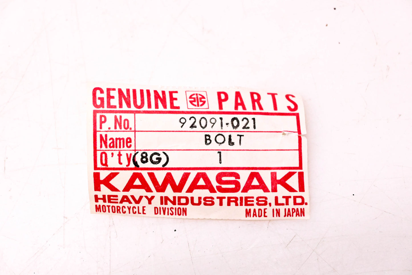New OEM Kawasaki 92091-021 Engine Mount Bolt 8X270 NOS