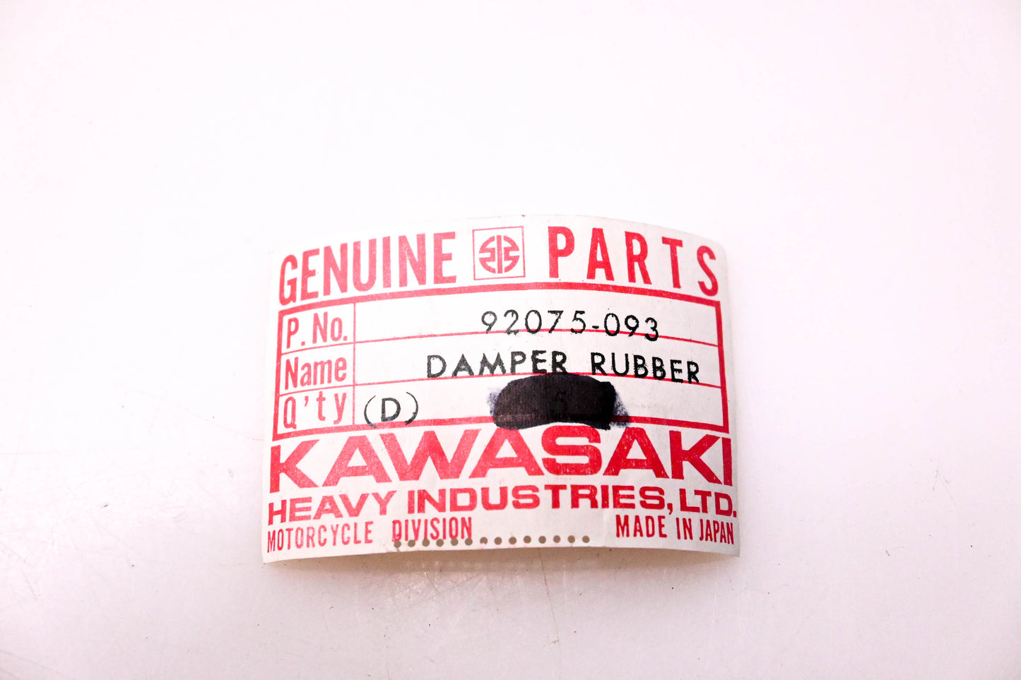New OEM Kawasaki 92075-093 Cylinder Rubber Damper NOS