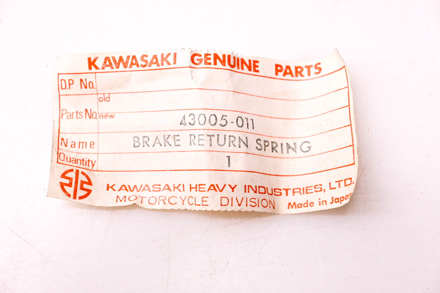 New OEM Kawasaki 43005-011 Brake Pedal Spring NOS