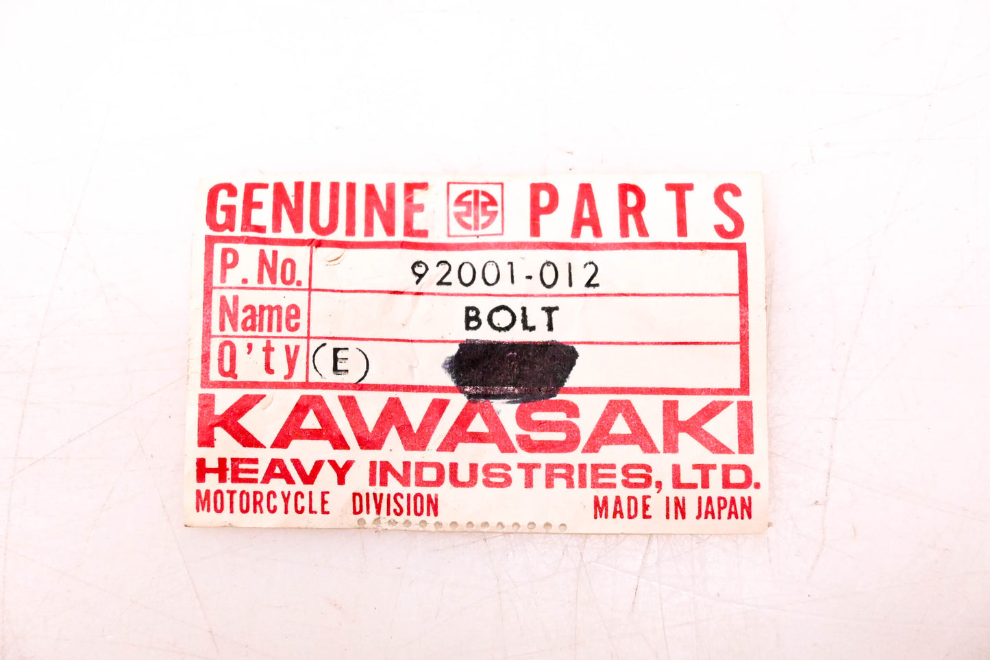 New OEM Kawasaki 92001-012 Change Drum Lever Bolt NOS