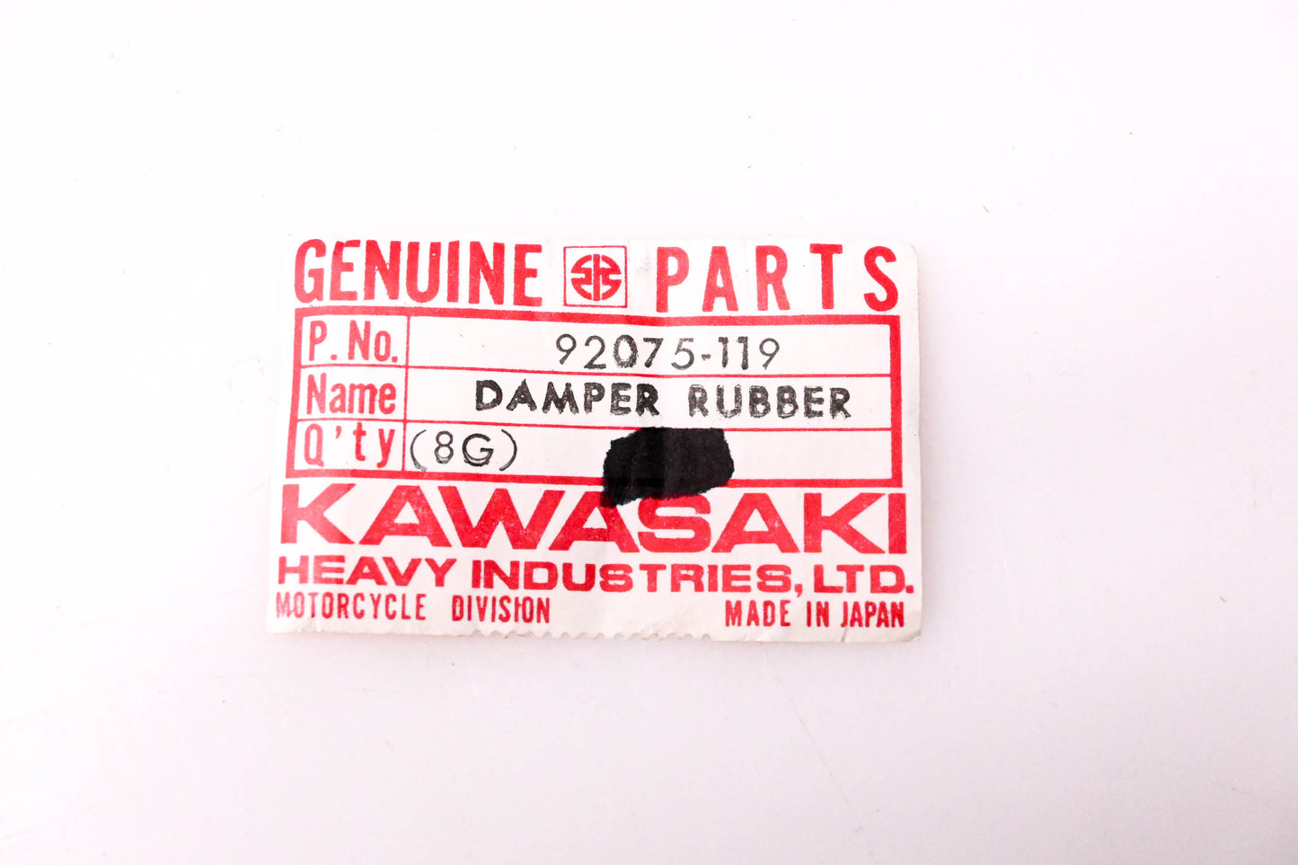 New OEM Kawasaki 92075-119 Rubber Damper NOS