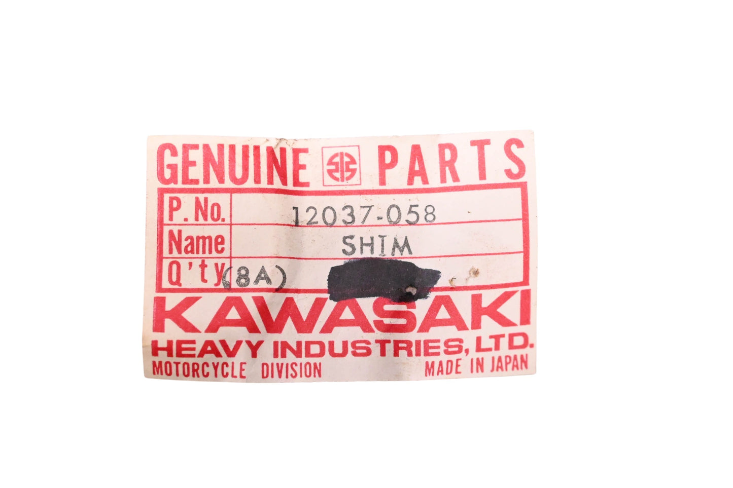 New OEM Kawasaki 12037-058 Valve Tappet Shim 2.55T NOS
