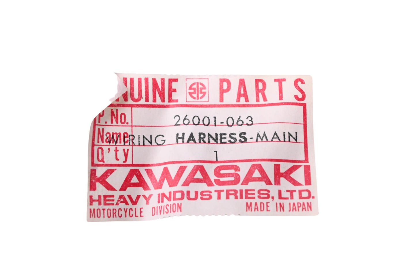 New OEM Kawasaki 26001-063 Main Wiring Harness NOS