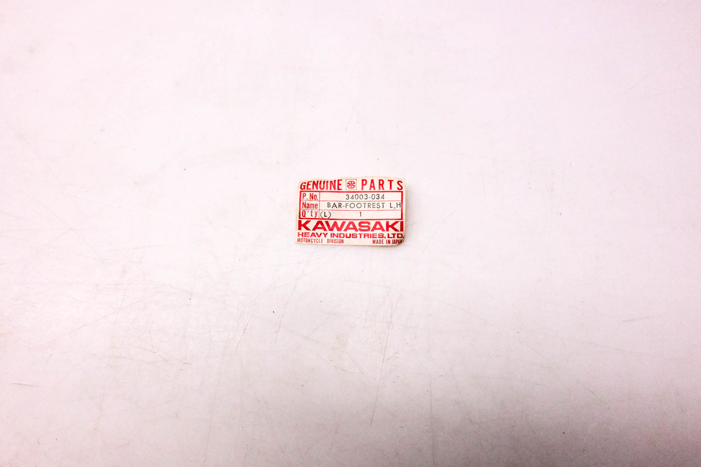 New OEM Kawasaki 34003-034 Left Footrest Bar NOS