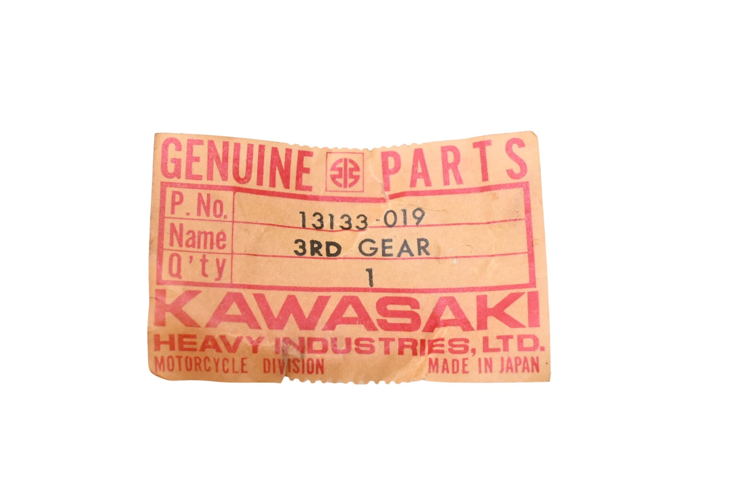 New OEM Kawasaki 13133-019 Output Shaft Third Gear NOS