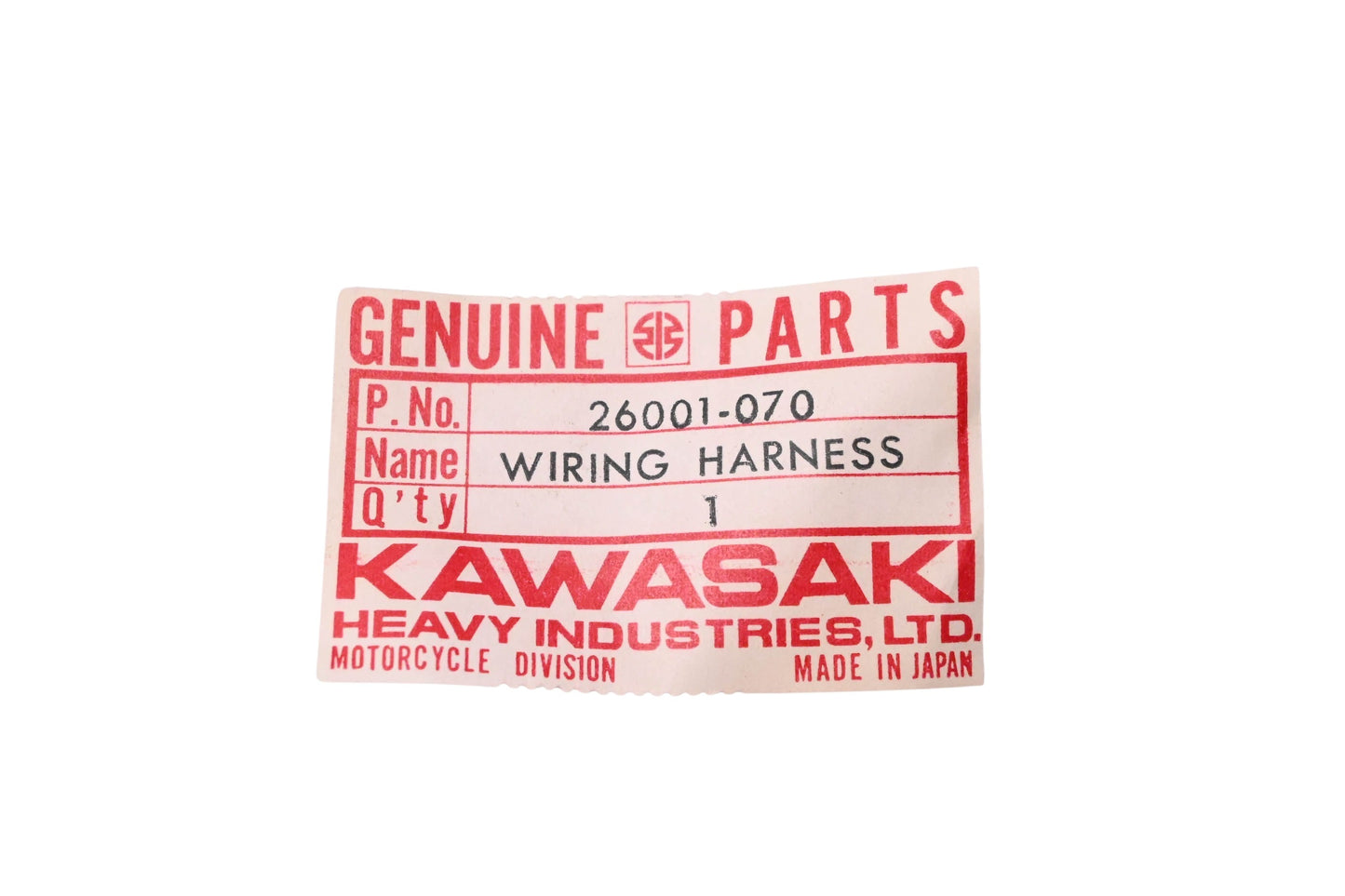 New OEM Kawasaki 26001-070 Wiring Harness NOS
