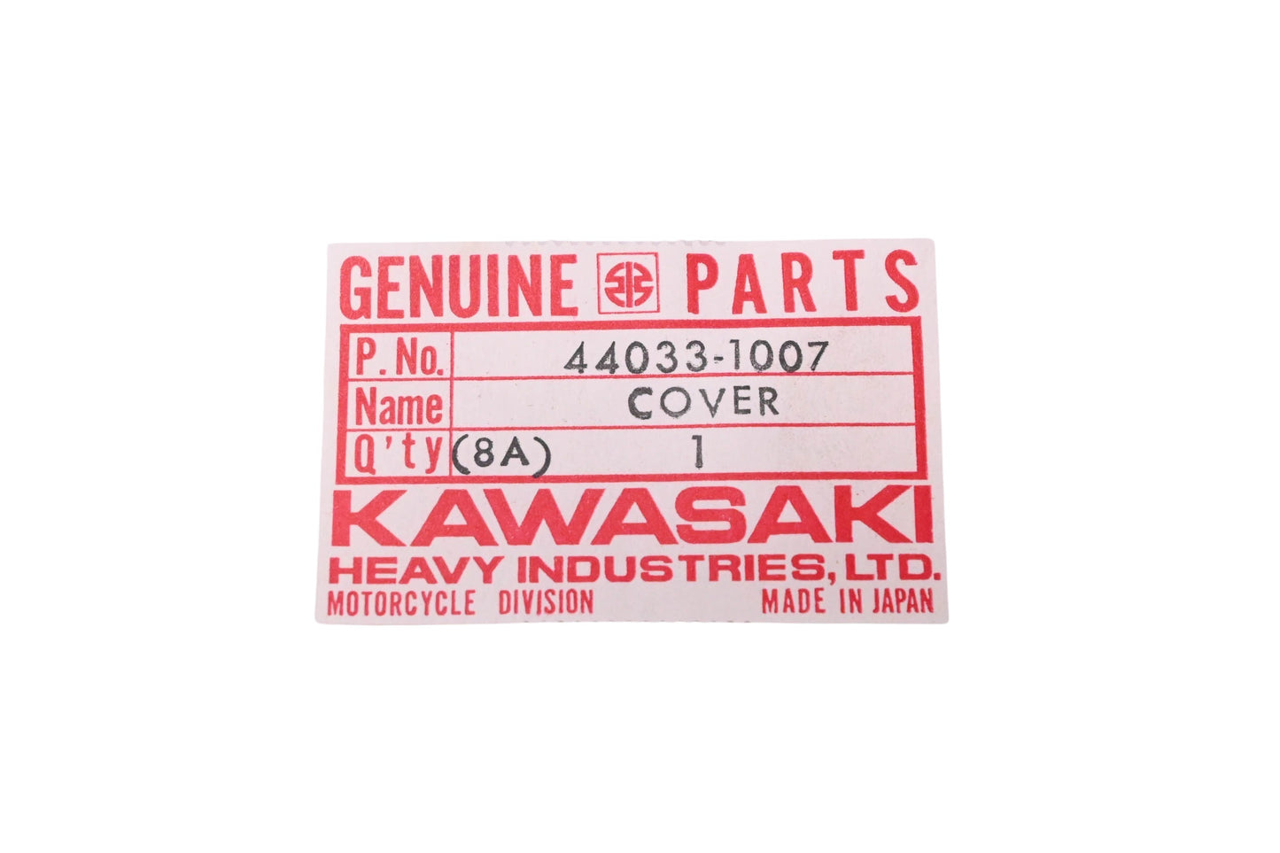 New OEM Kawasaki 44033-1007 Left Fork Cover NOS