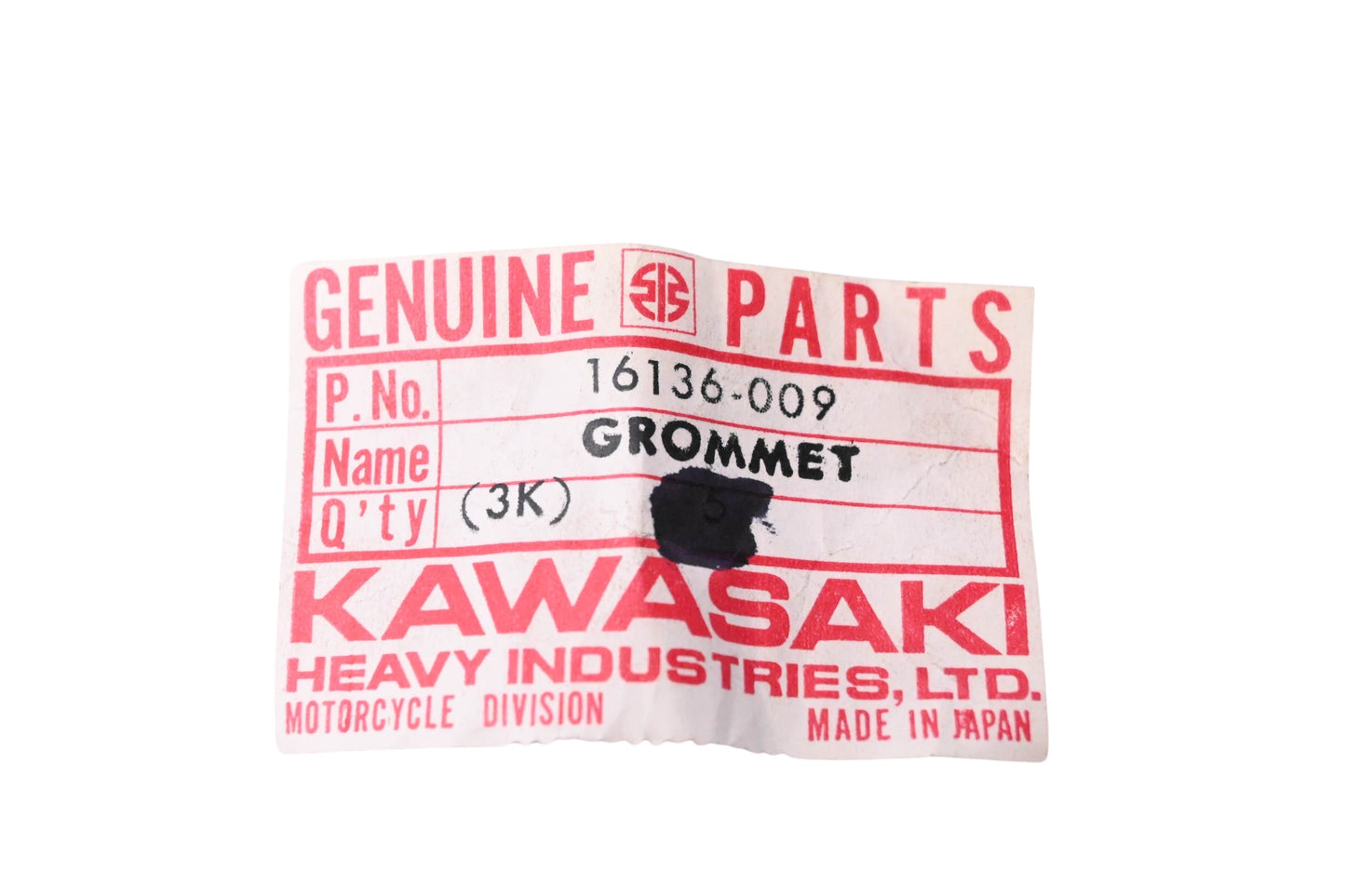 New OEM Kawasaki 16136-009 Overflow Grommet NOS