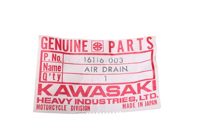 New OEM Kawasaki 16116-003 Air Drain NOS