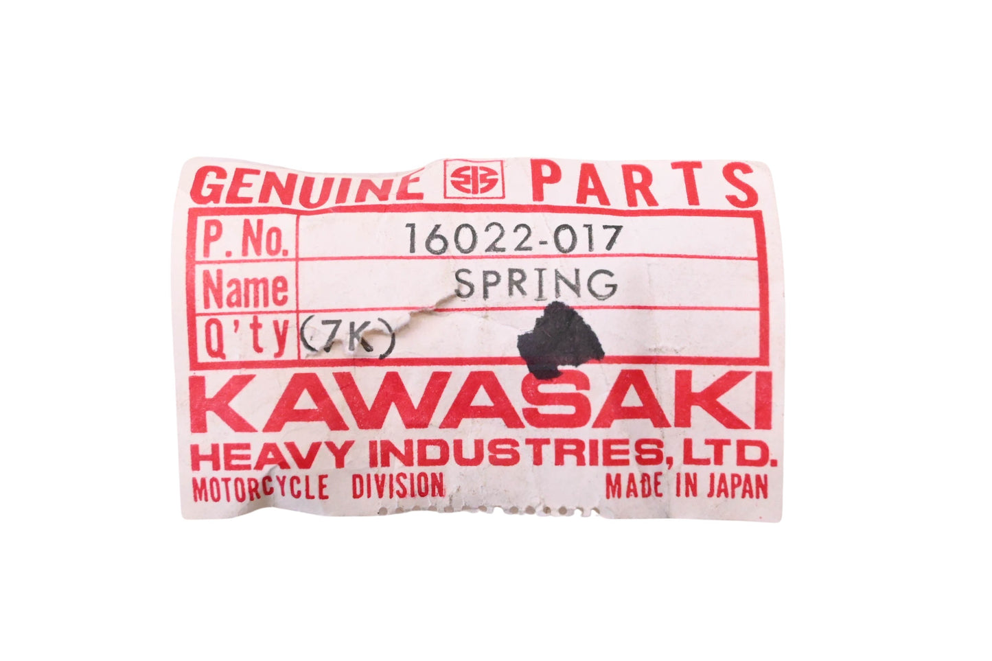 New OEM Kawasaki 16022-017 Throttle Stop Screw Spring NOS