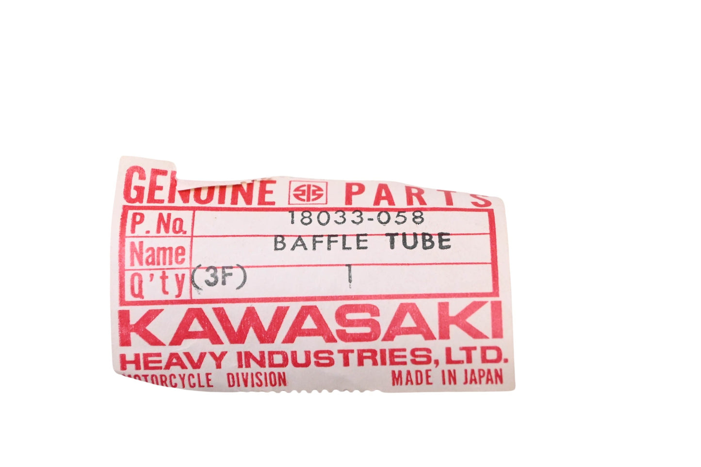 New OEM Kawasaki 18033-058 Baffle Tube NOS