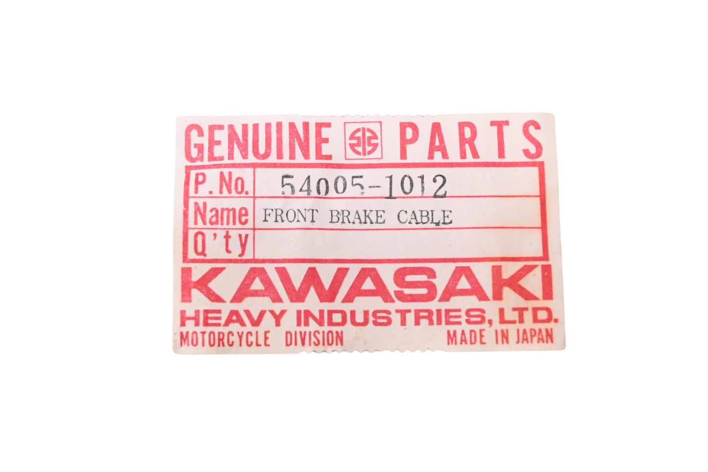 New OEM Kawasaki 54005-1012 Front Brake Cable NOS