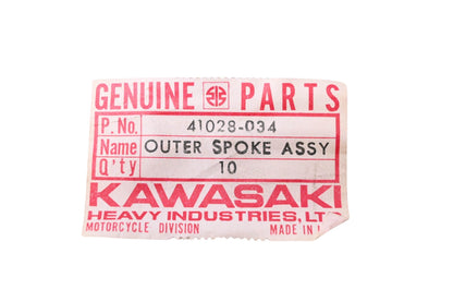 New OEM Kawasaki 41028-034 Outer Spoke Assembly Qty 10 NOS