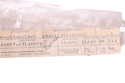 New OEM Yamaha 29U-11351-00-00 Cylinder Gasket NOS