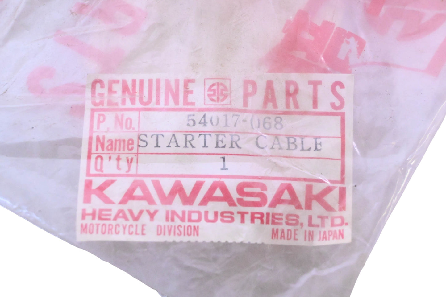 New OEM Kawasaki 54017-068 Starter Cable NOS