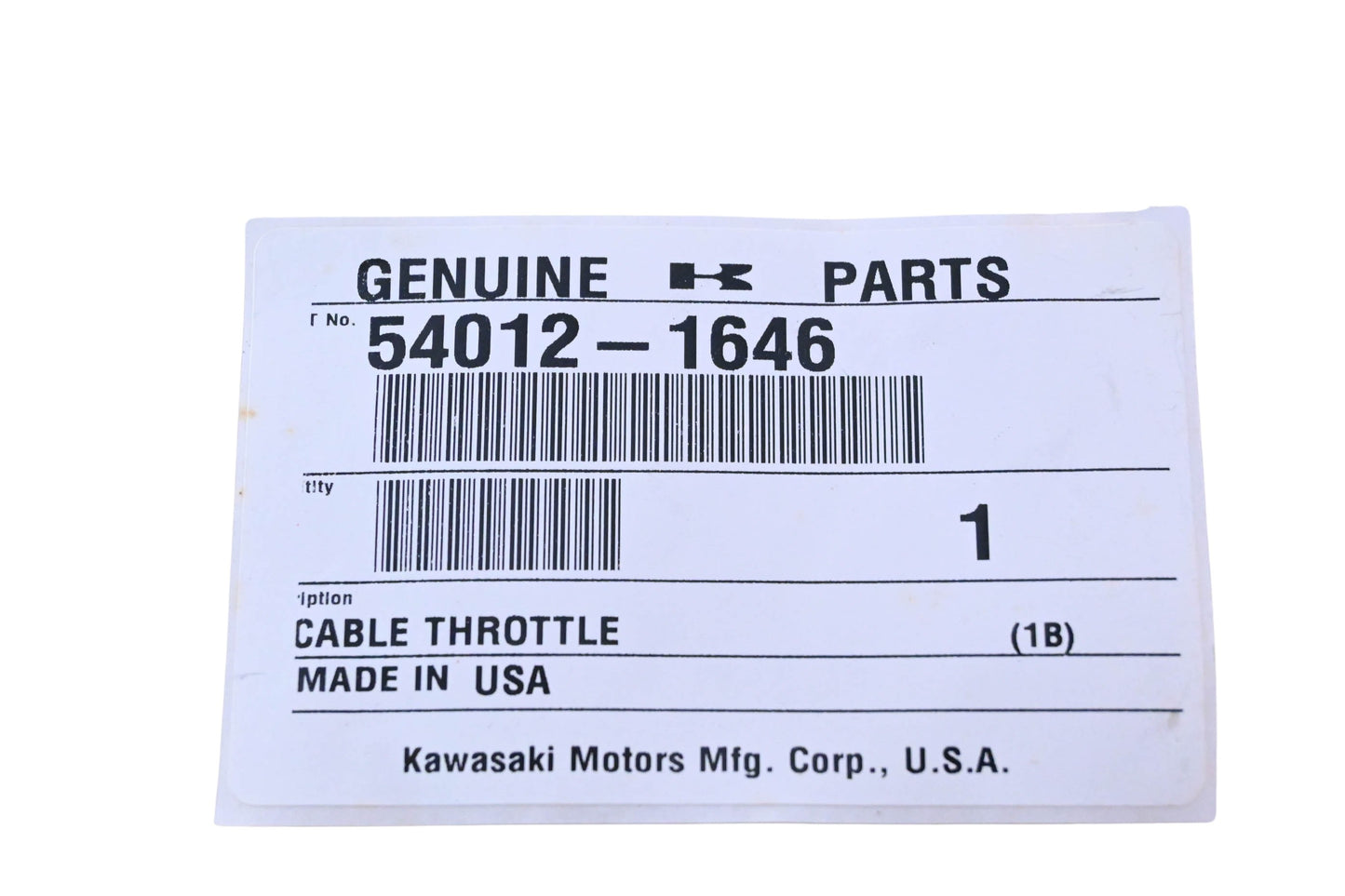 New OEM Kawasaki 54012-1646 Throttle Cable NOS