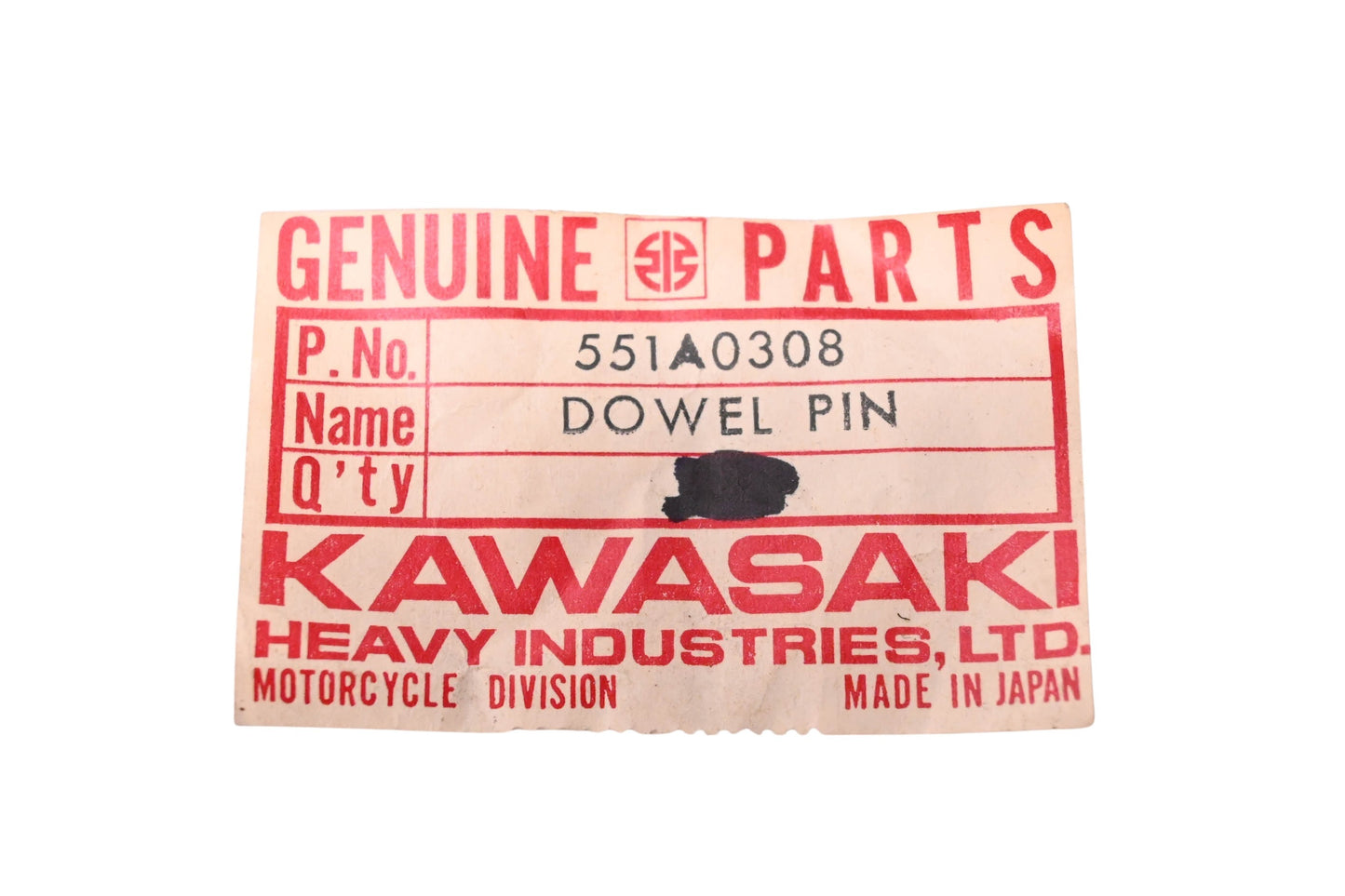 New OEM Kawasaki 551A0308 Dowel Pin NOS