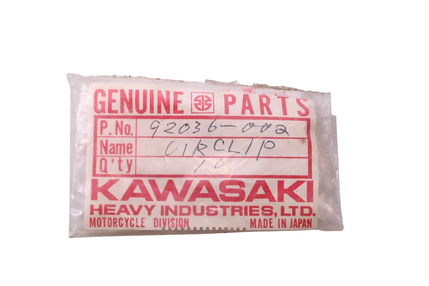 New OEM Kawasaki 92036-002 Piston Pin Circlip NOS