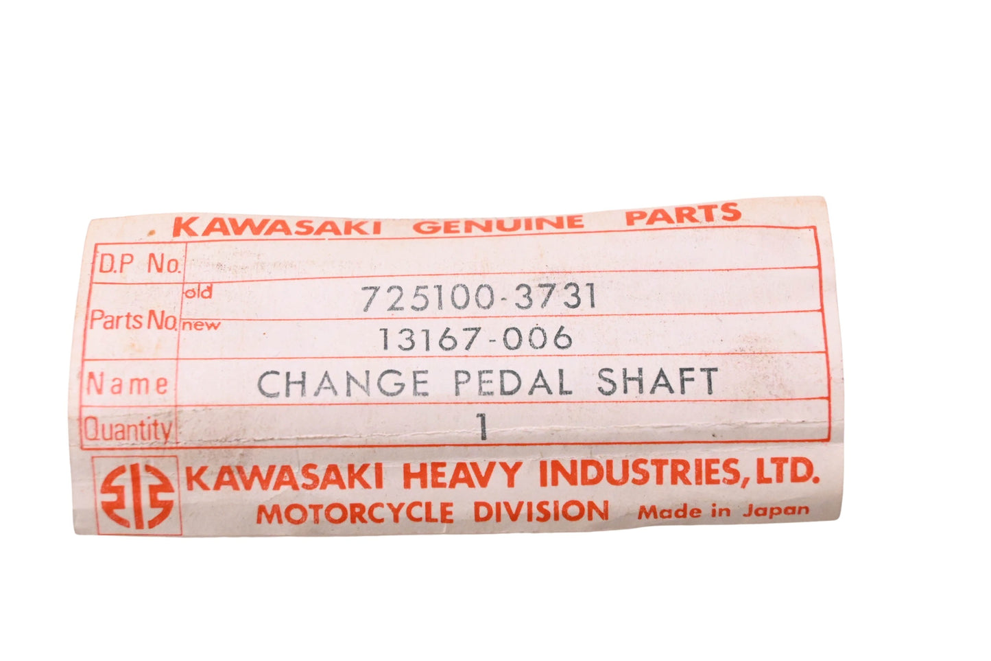 New OEM Kawasaki 13167-006 Gear Change Shaft NOS