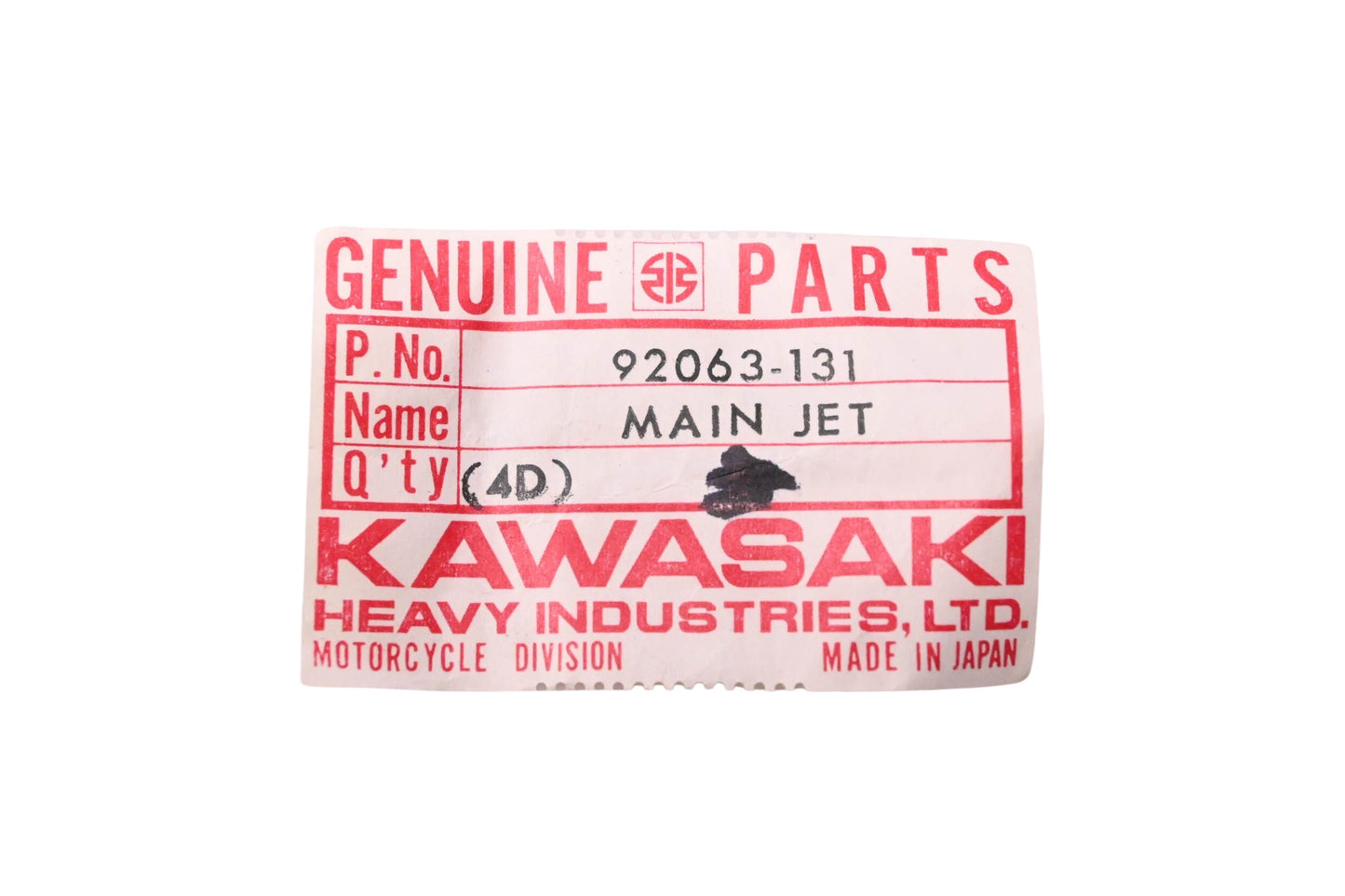 New OEM Kawasaki 92063-131 Main Jet 150 NOS