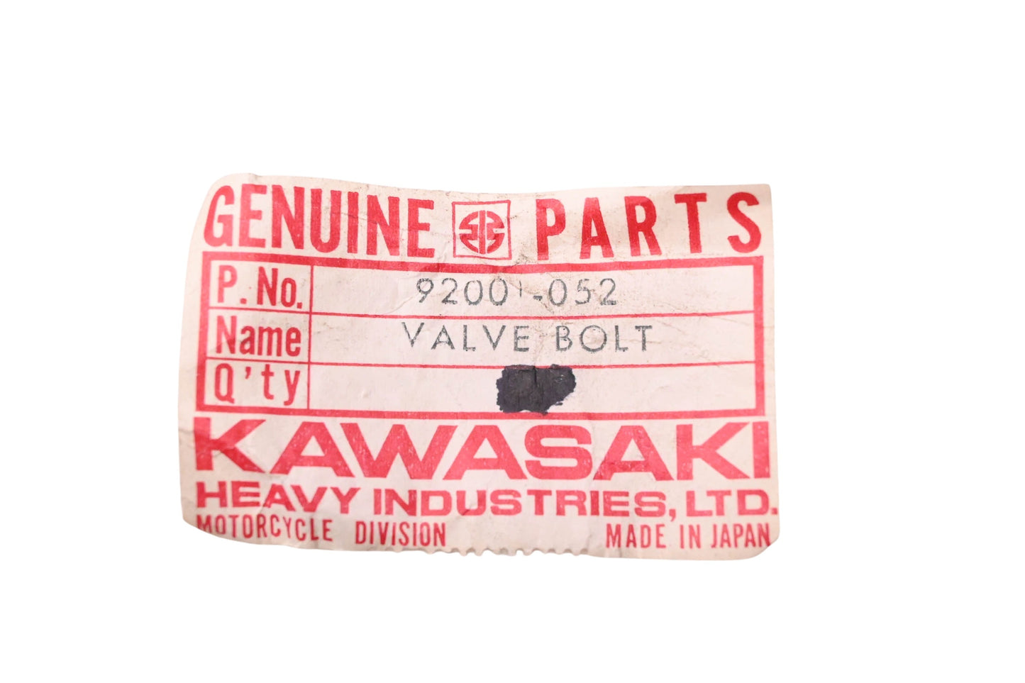 New OEM Kawasaki 92001-052 Banjo Bolt Check Valve NOS