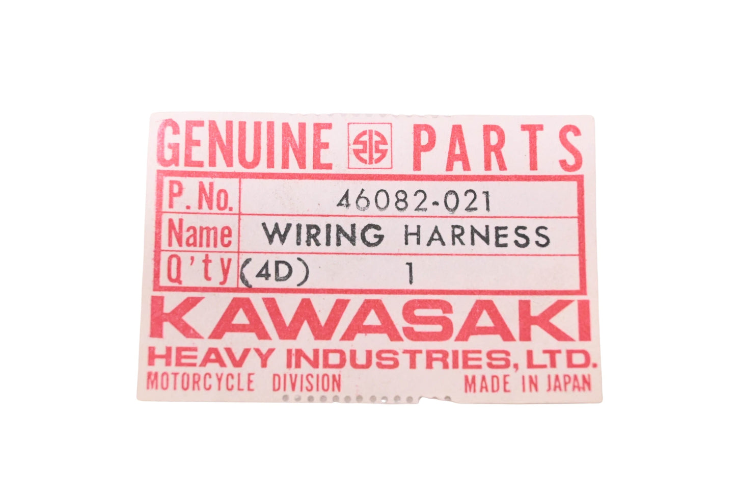 New OEM Kawasaki 46082-021 Stop Switch Wiring Harness NOS