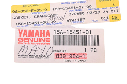New OEM Yamaha 15A-15451-01-00 Crankcase Cover Gasket NOS