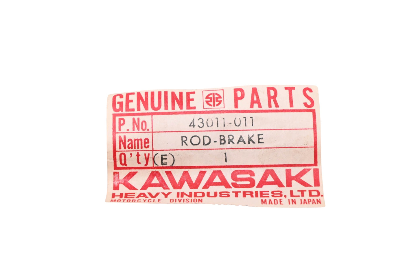 New OEM Kawasaki 43011-011 Brake Rod NOS