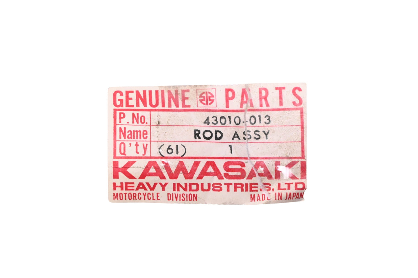 New OEM Kawasaki 43010-013 Brake Rod Assembly NOS
