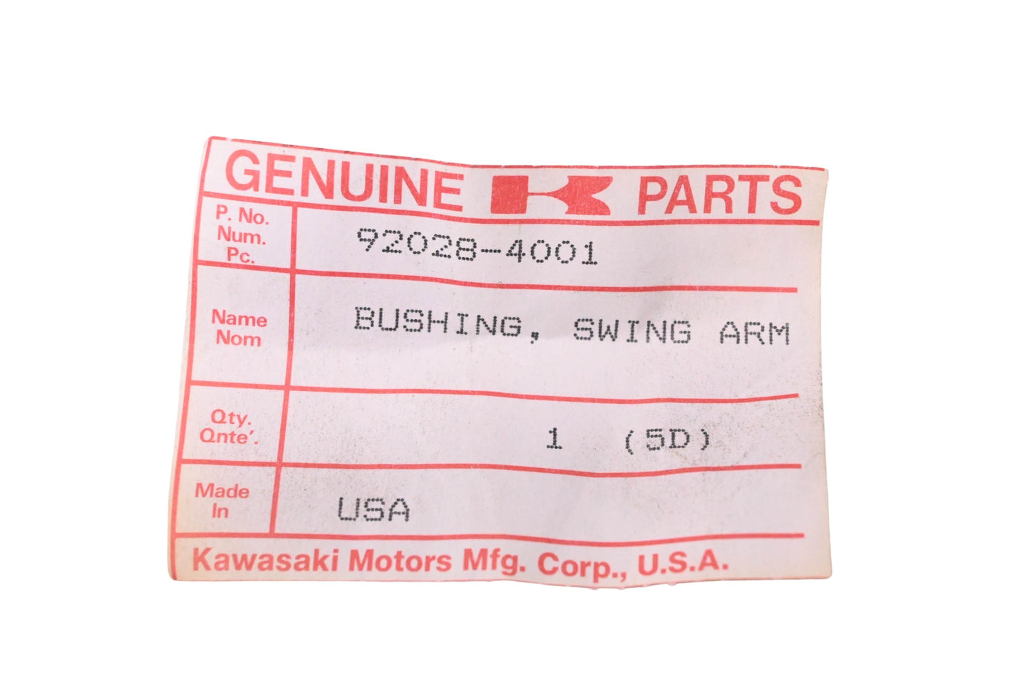New OEM Kawasaki 92028-4001 Swing Arm Bushing NOS