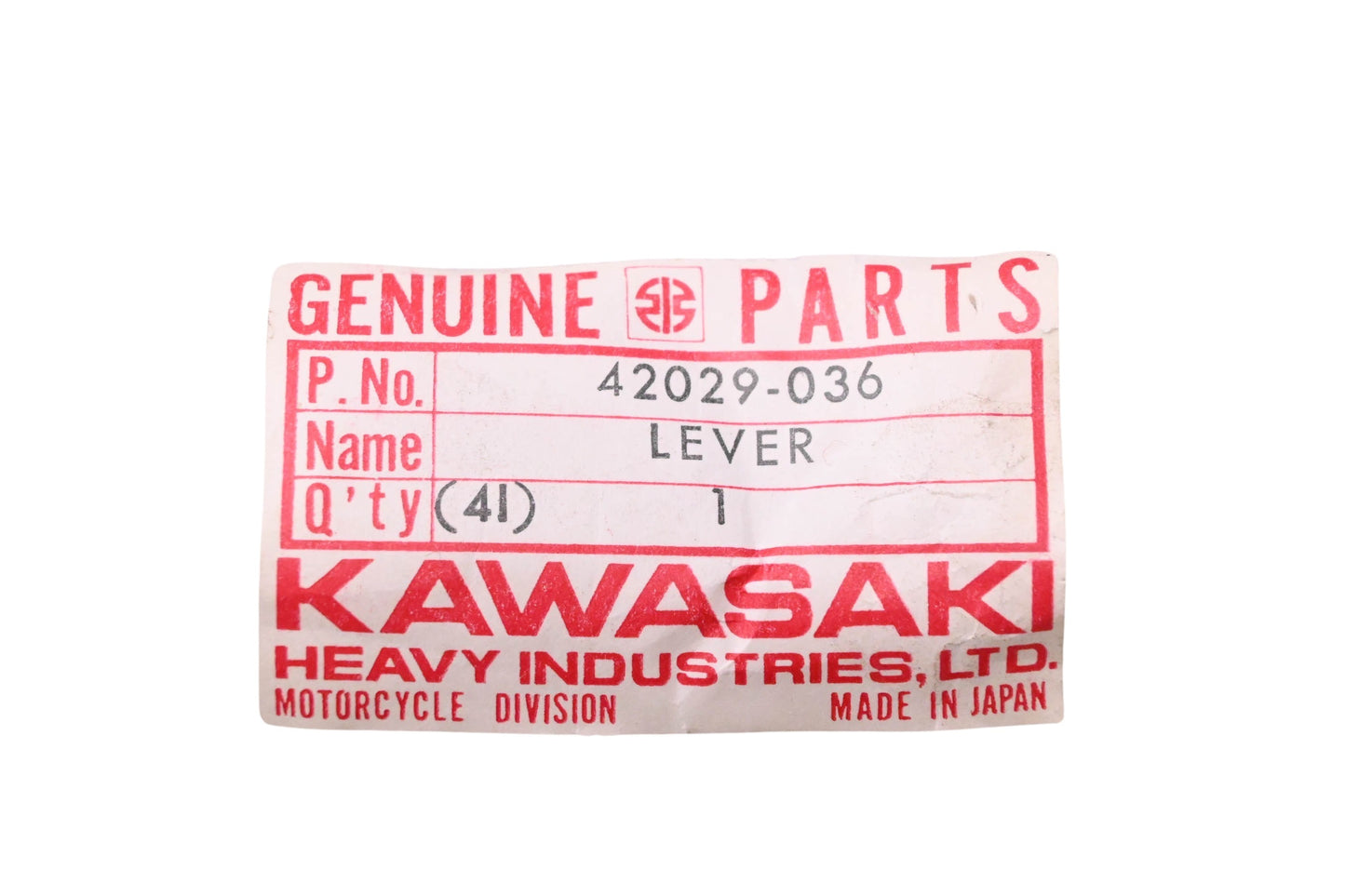 New OEM Kawasaki 42029-036 Rear Brake Cam Lever NOS