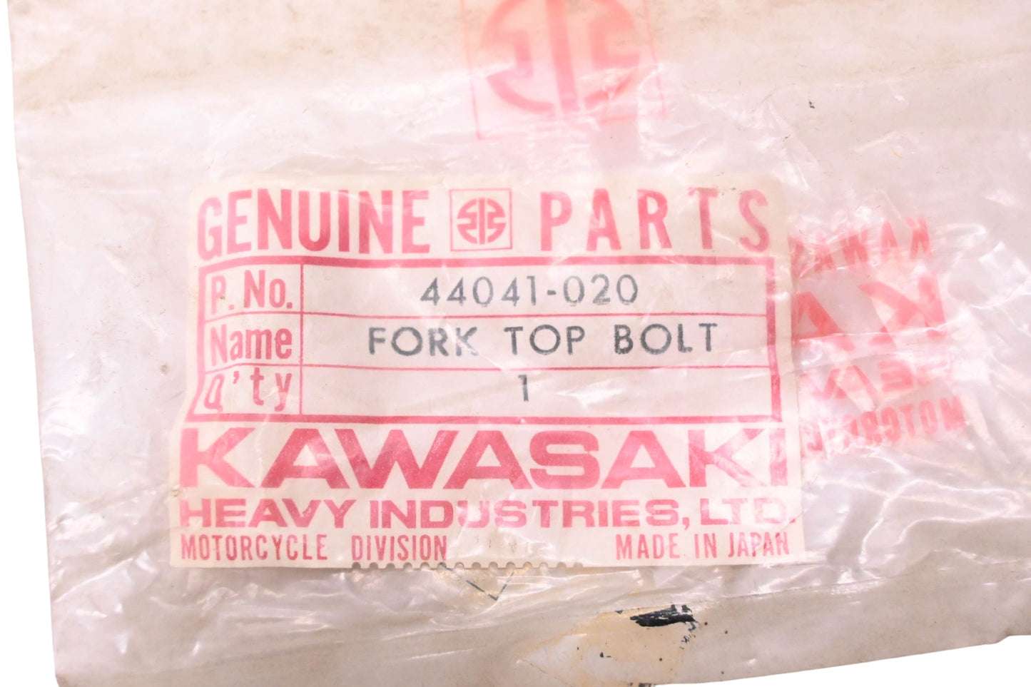 New OEM Kawasaki 44041-020 Fork Top Bolt NOS