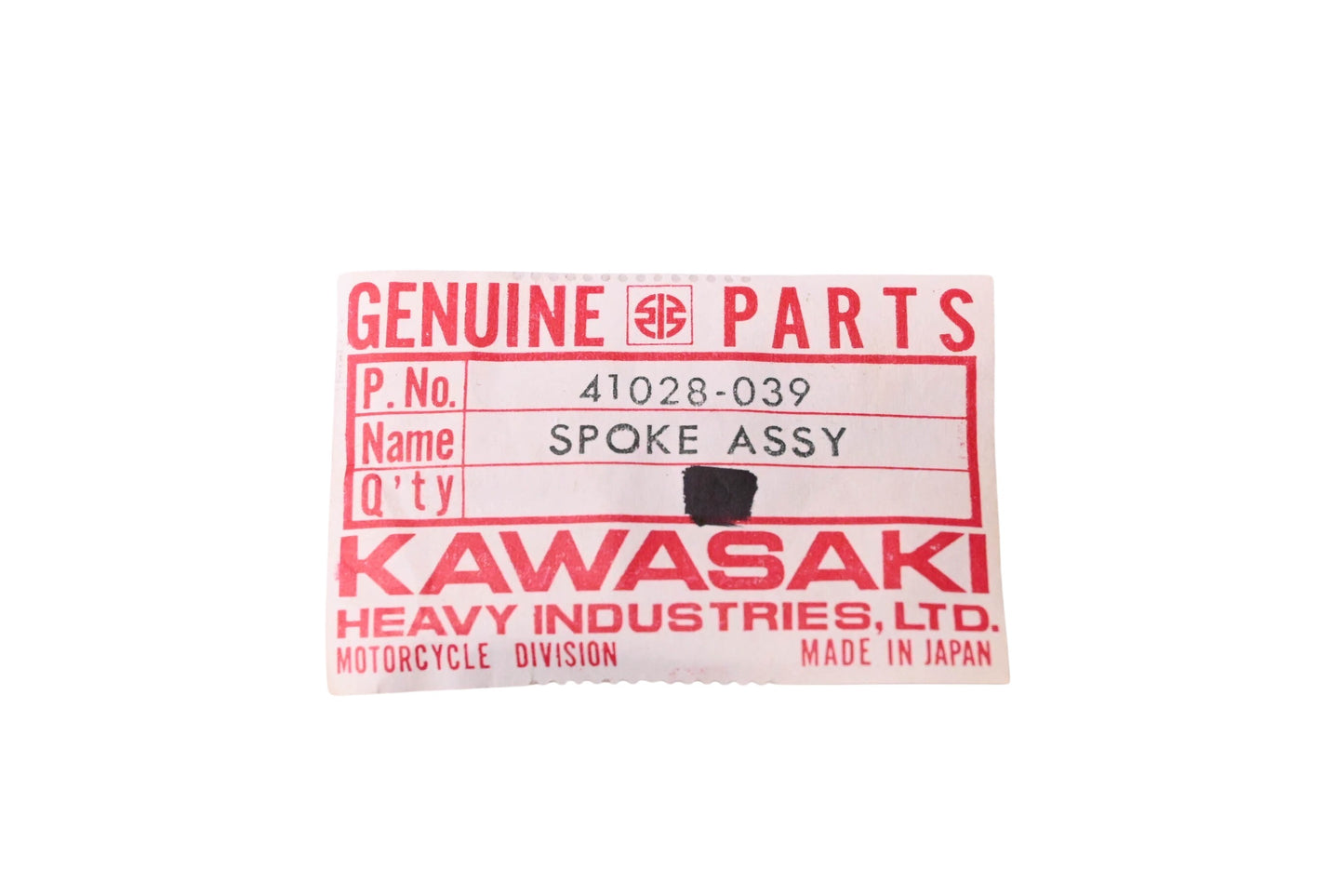 New OEM Kawasaki 41028-039 Rear Outer Spoke & Nipple NOS