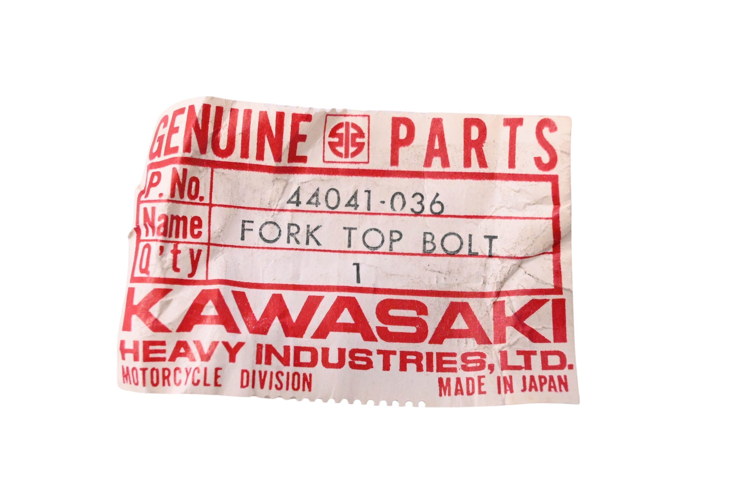 New OEM Kawasaki 44041-036 Fork Top Bolt NOS