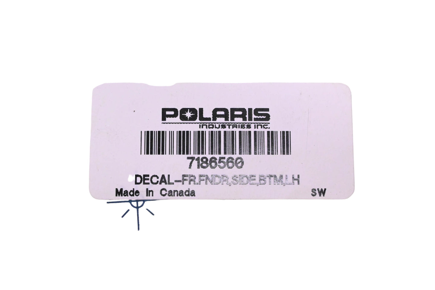 New OEM Polaris 7186560 Front Left Bottom Fender Decal NOS