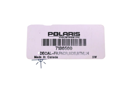 New OEM Polaris 7186560 Front Left Bottom Fender Decal NOS