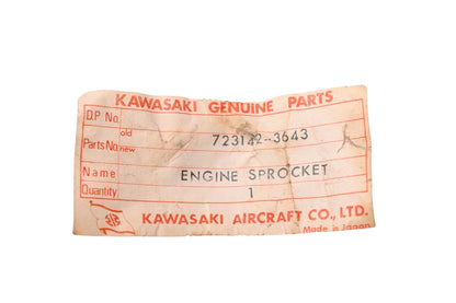 New OEM Kawasaki 723142-3643 Engine Sprocket 16T NOS