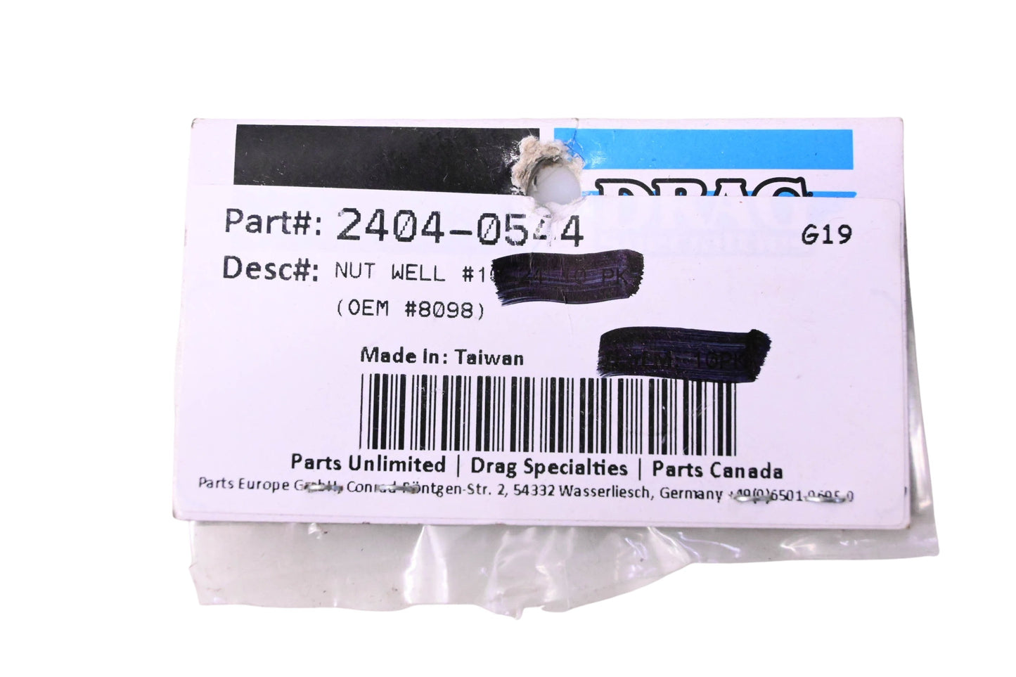 Drag Specialties 2404-0544, 8098 Nut Wells Qty 5 NOS