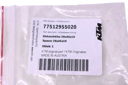 New OEM KTM 77512955020 Spacer 28X45X10 NOS