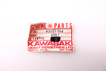 New OEM Kawasaki 43033-004 Brake Lever Bolt NOS