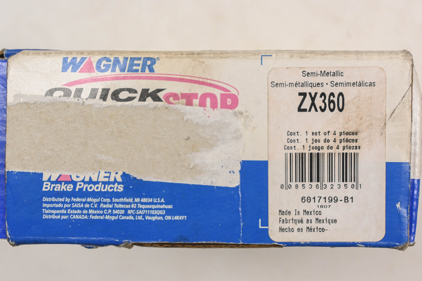 Wagner ZX360 Front Semi-Metallic Disc Brake Pad Kit NOS