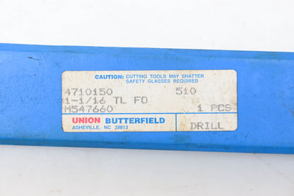 Union Butterfield 4710150 1-1/16" x 11.5" Drill Bit NOS