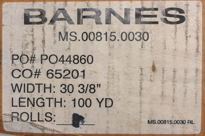 Barnes MS.00815.0030 Filter Paper 30-3/8" x 100 Yd Roll NOS