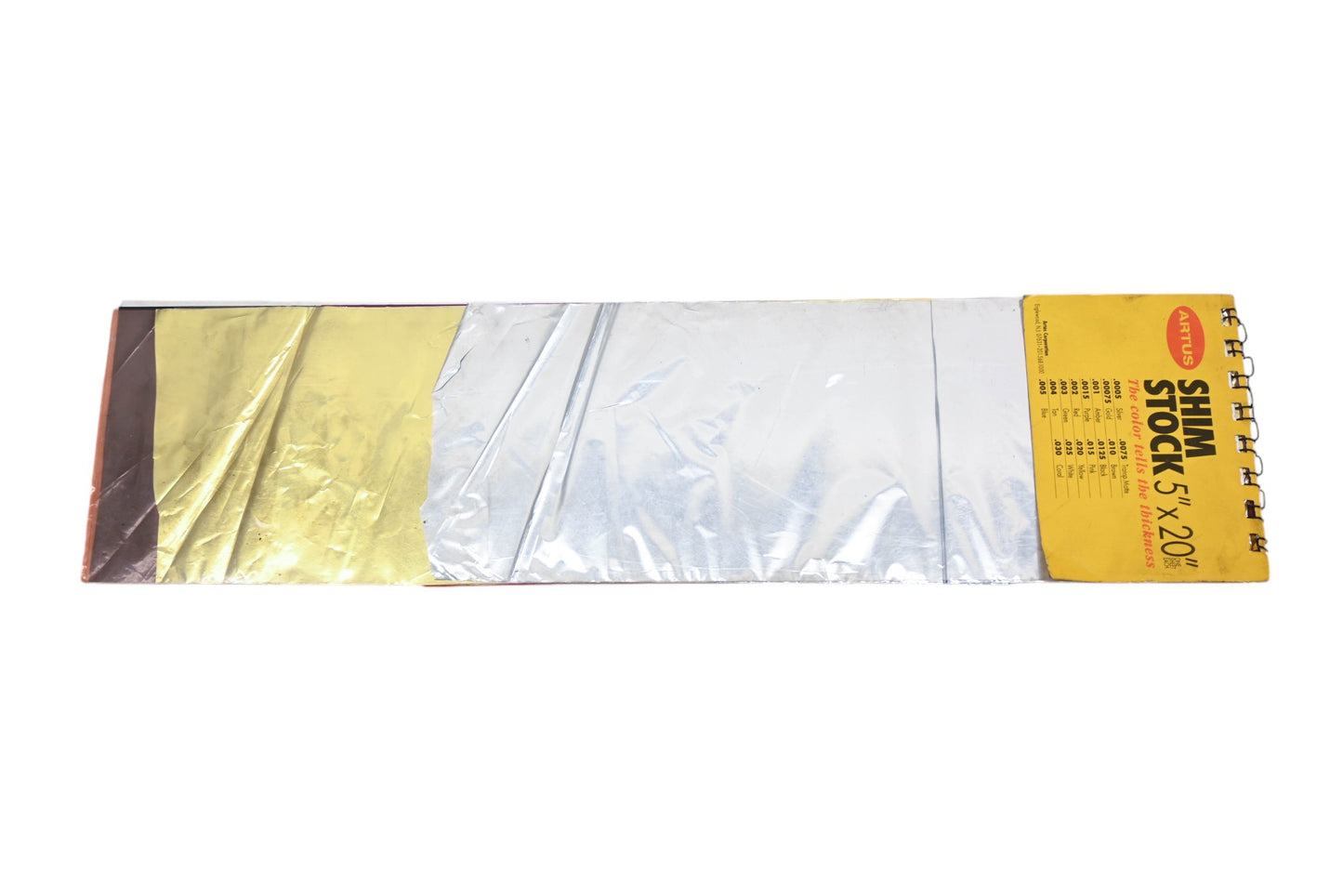 Artus DR006-39 Shim Stock .0005"-.030" 5"x20" Sheets