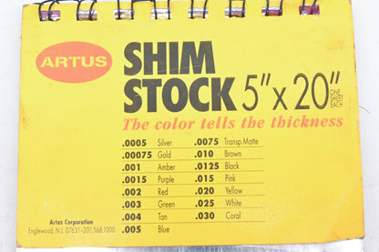 Artus DR006-39 Shim Stock .0005"-.030" 5"x20" Sheets