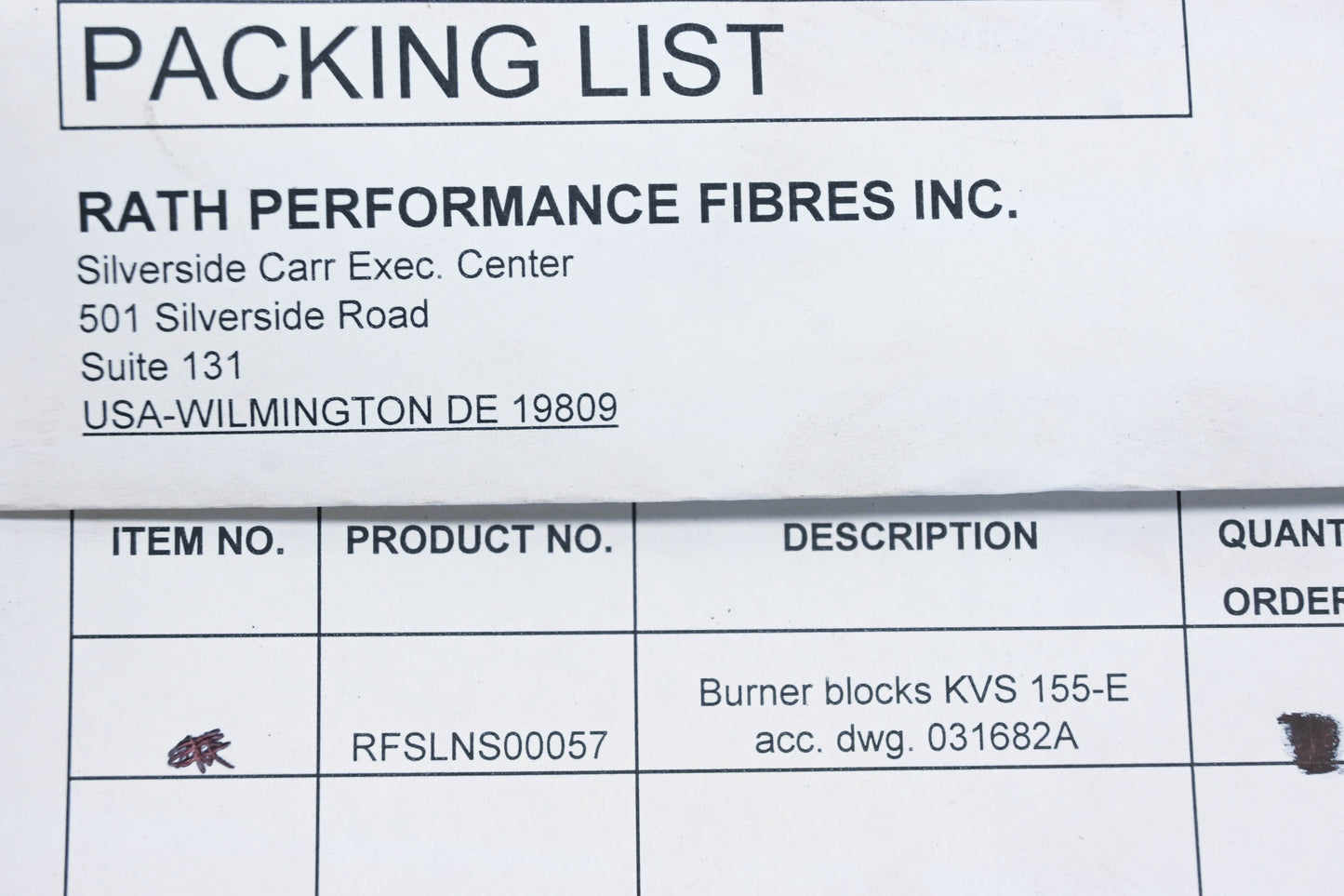 Rath Performance Fibers RFSLNS00057 KVS 155-E Burner Blocks NOS